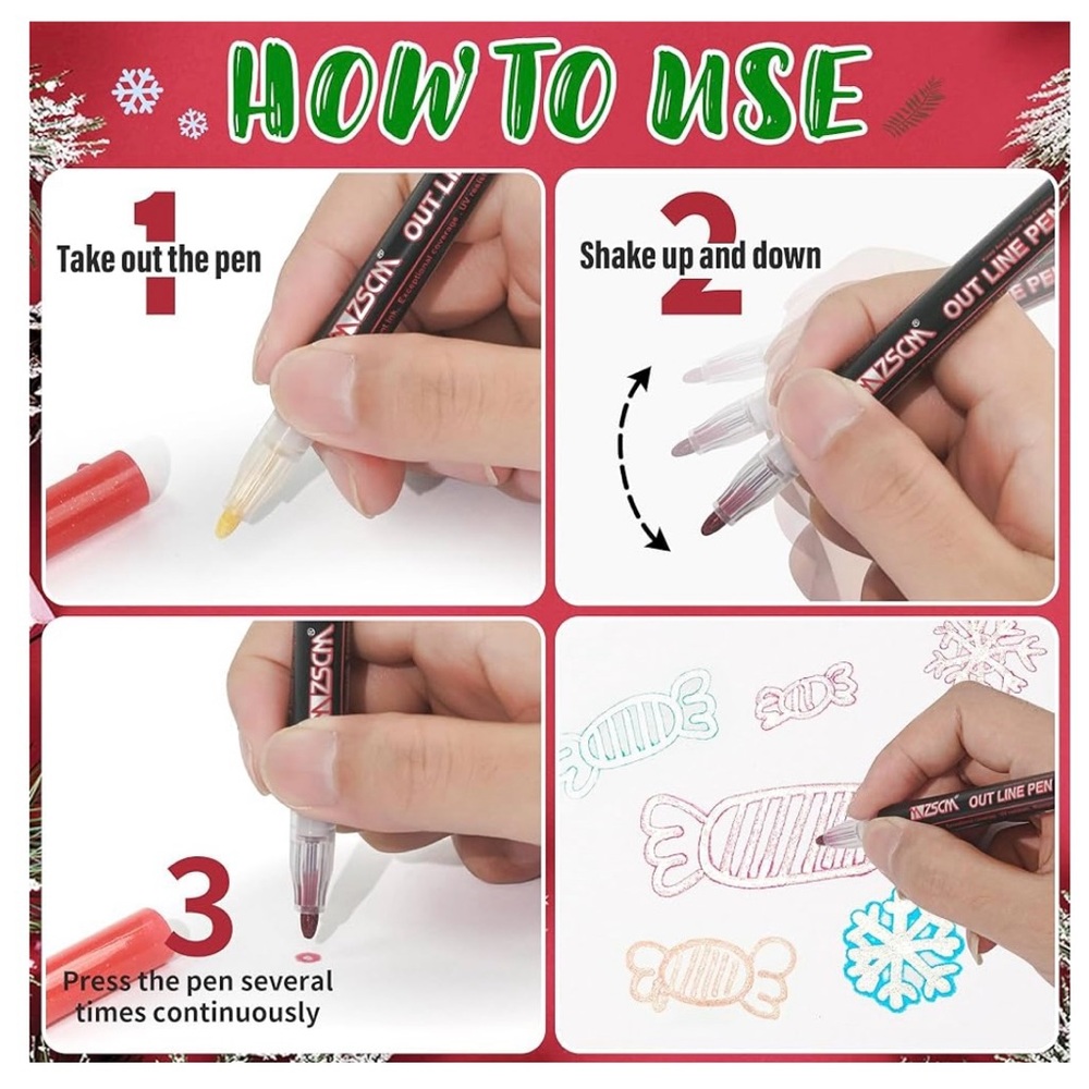 21 Outline Metallic Markers | Squiggles for Metal, Wood, Ceramic, Glass | New - Picture 6 of 10